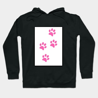 Pink Paw-prints on a white surface Hoodie